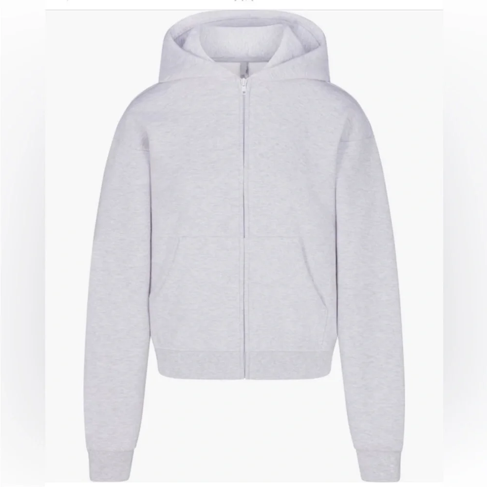 SKIMS Cotton Fleece Classic Zip Up Hoodie | Light Heather Grey | Size M - Picture 4 of 7
